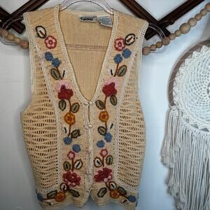 Vintage Capacity Floral Knit Sweater Vest